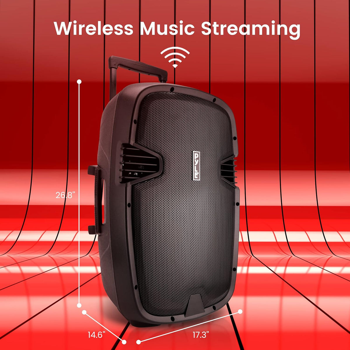 15" Bluetooth PA Speaker with 2 UHF Wireless Microphones, Black X477
