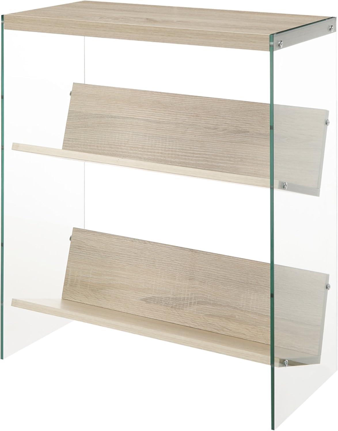 Weathered Gray Glass Bookcase B705