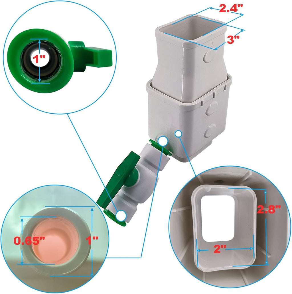 Rain Barrel Diverter Kit with Shut Off Valve for 2'' x 3'' Standard Gutter Downspout B2324