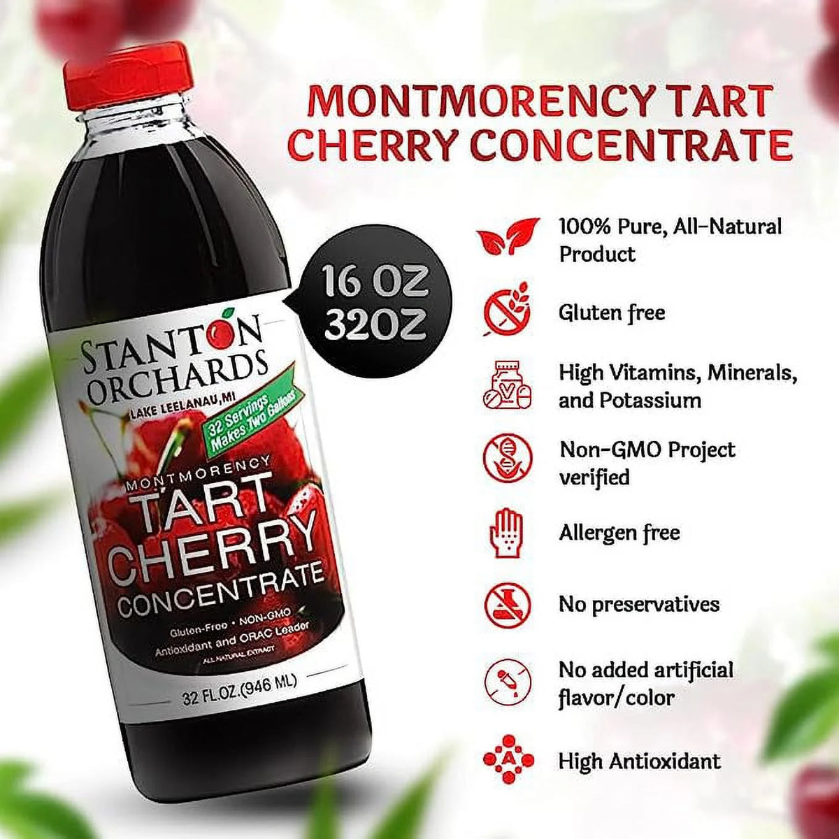 Tart Cherry Montmorency Concentrate Juice 2 Pack 32 FL Oz U6680