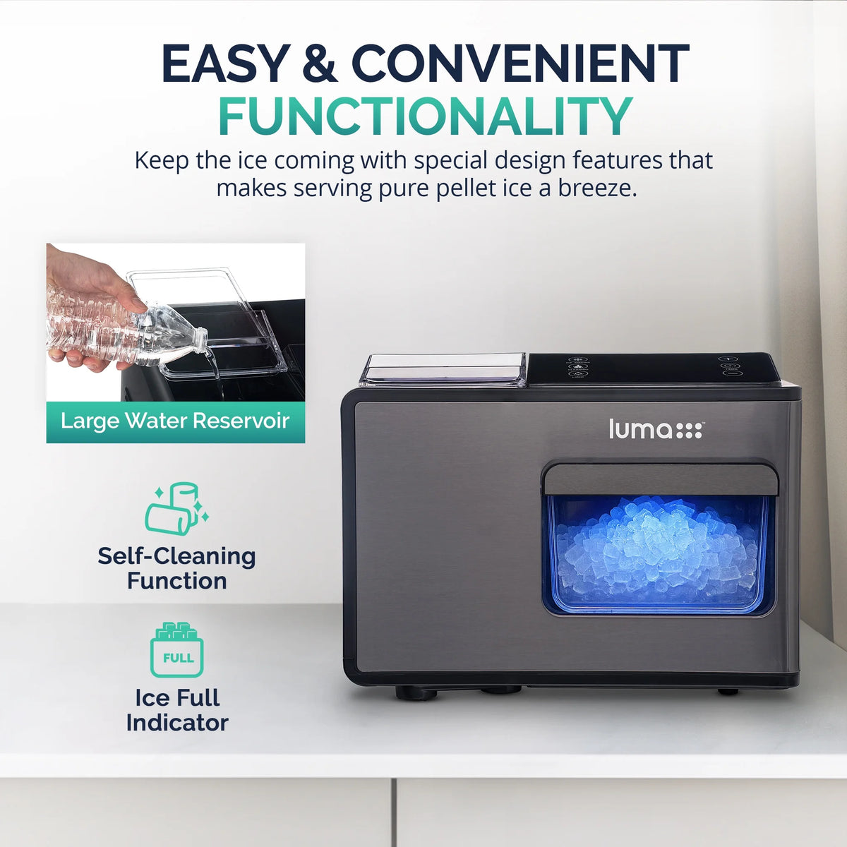 Black Stainless Steel Countertop Ice Maker K516452