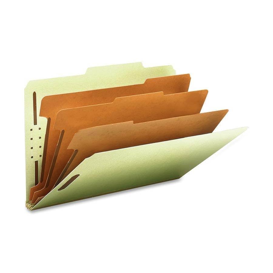 Legal Eight-Section Gray/Green Pressboard Classification Folders 10/Box R639