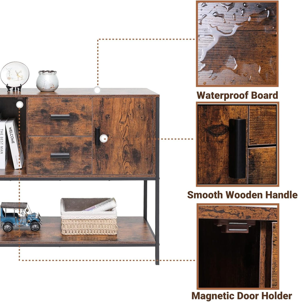 Rustic Brown Storage Cabinet with 2 Drawers & Doors X92733