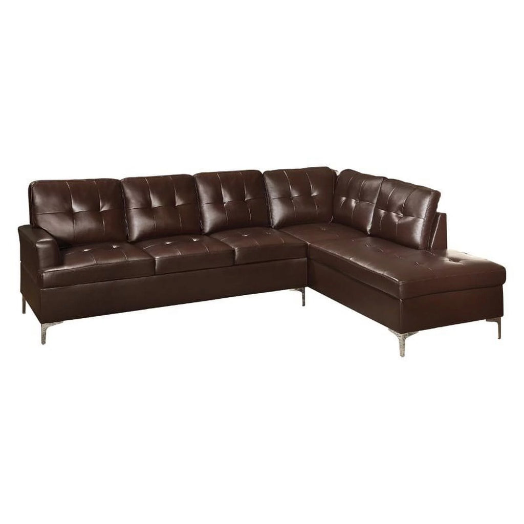 Brown Faux Leather Sectional Sofa R59545