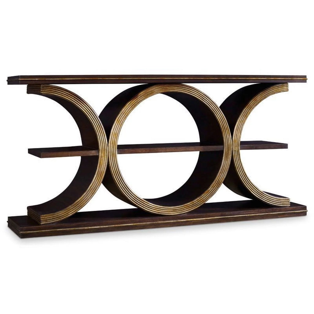Dark Walnut Gold Wood Console Table G8471