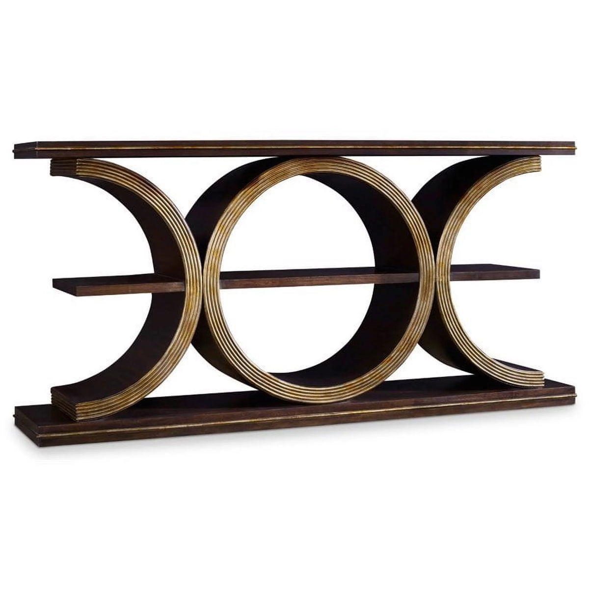 Dark Walnut Gold Wood Console Table G8471