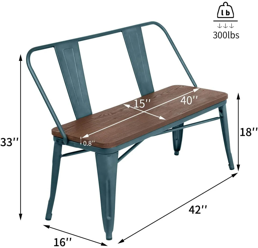 Metal Bench with Wood Seat F4968
