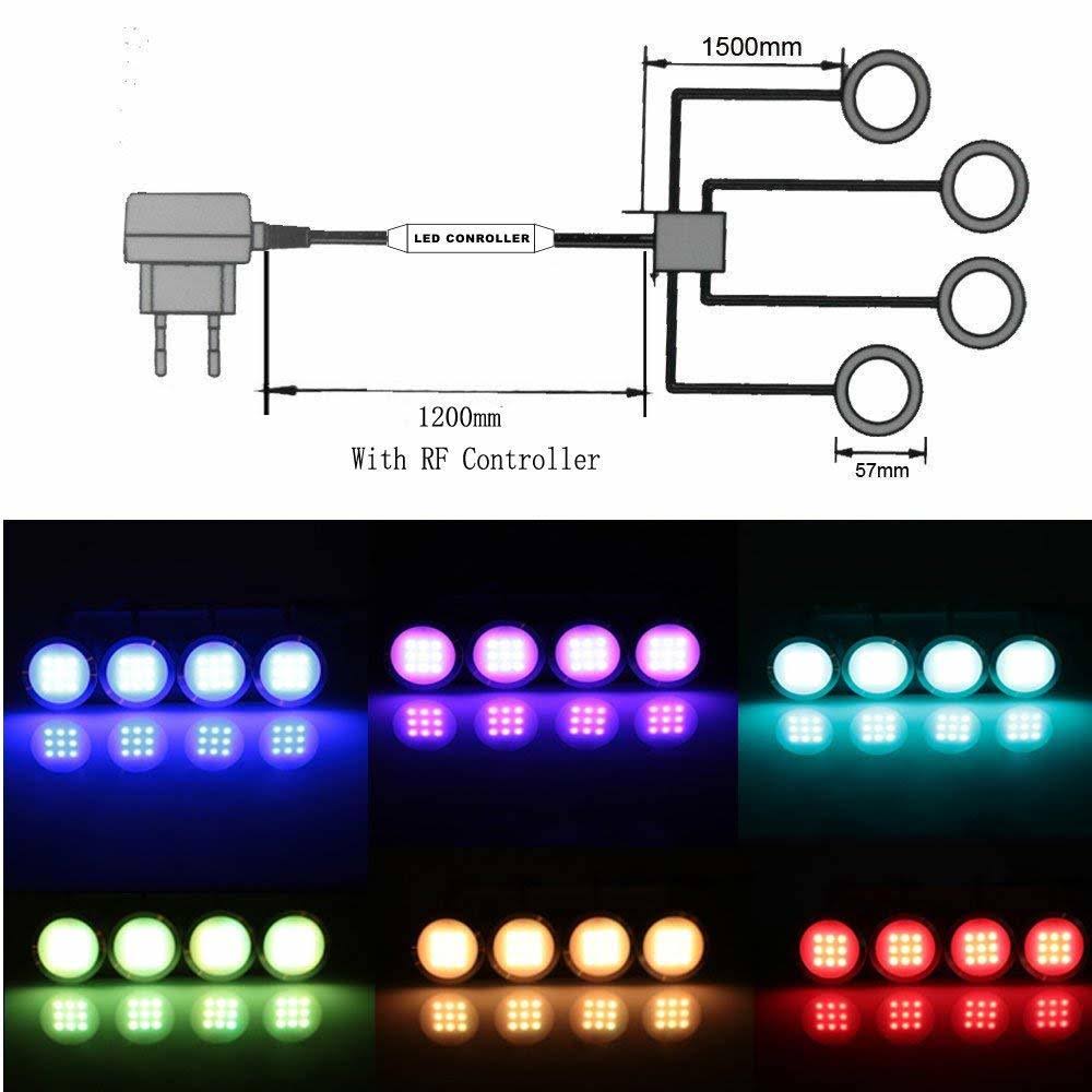 RGB LED Under Cabinet Lights Kit 8 Packs Aluminum Slim I642972