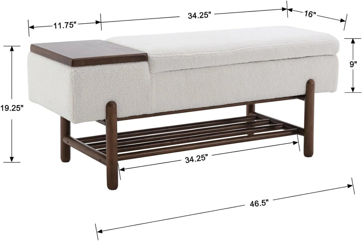 Black Leather Storage Bench with Shoe Rack W609