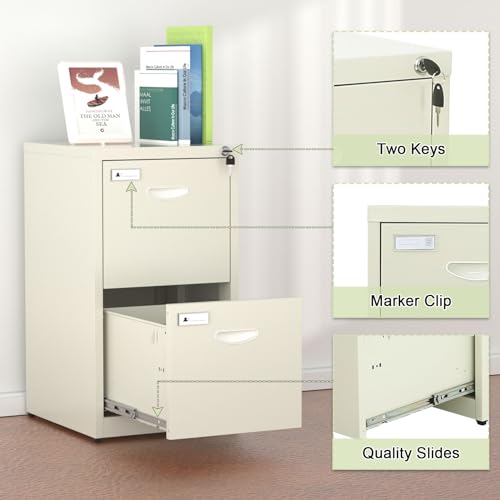 Black 2 Drawer Metal File Cabinet with Lock X167617