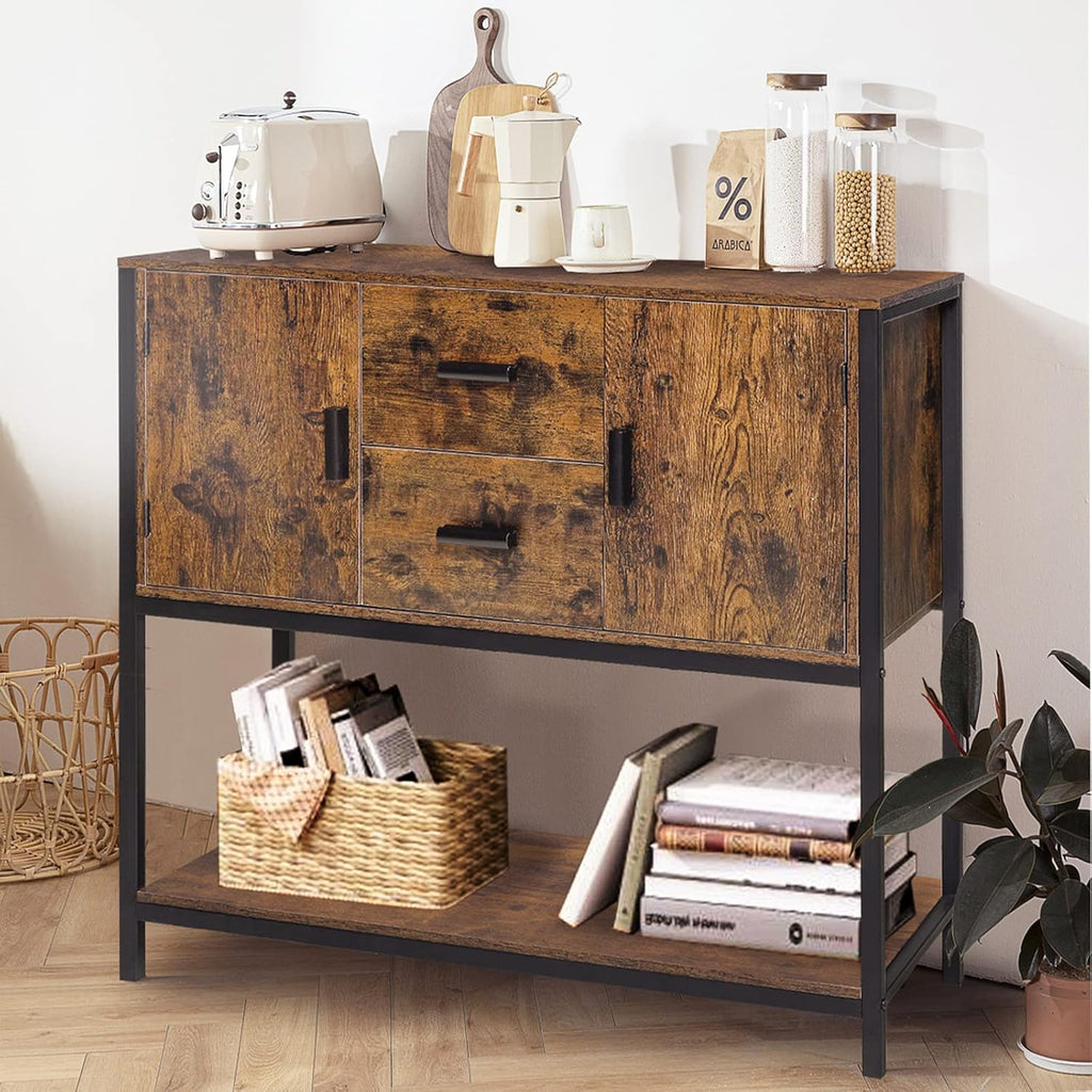 Rustic Brown Storage Cabinet with 2 Drawers & Doors X92733