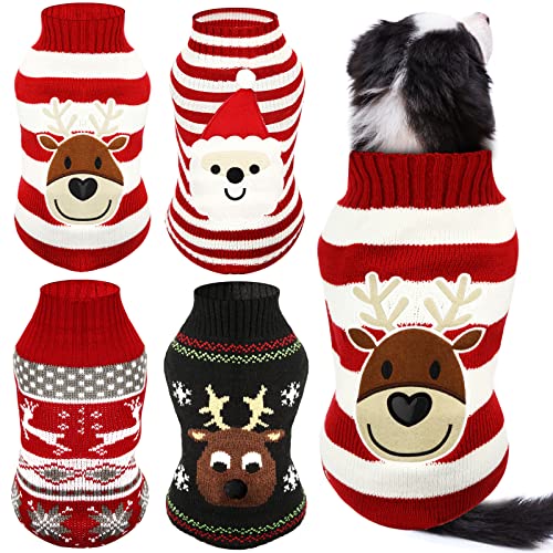 4 Pieces Christmas Dog Sweaters Pet Clothes P23243