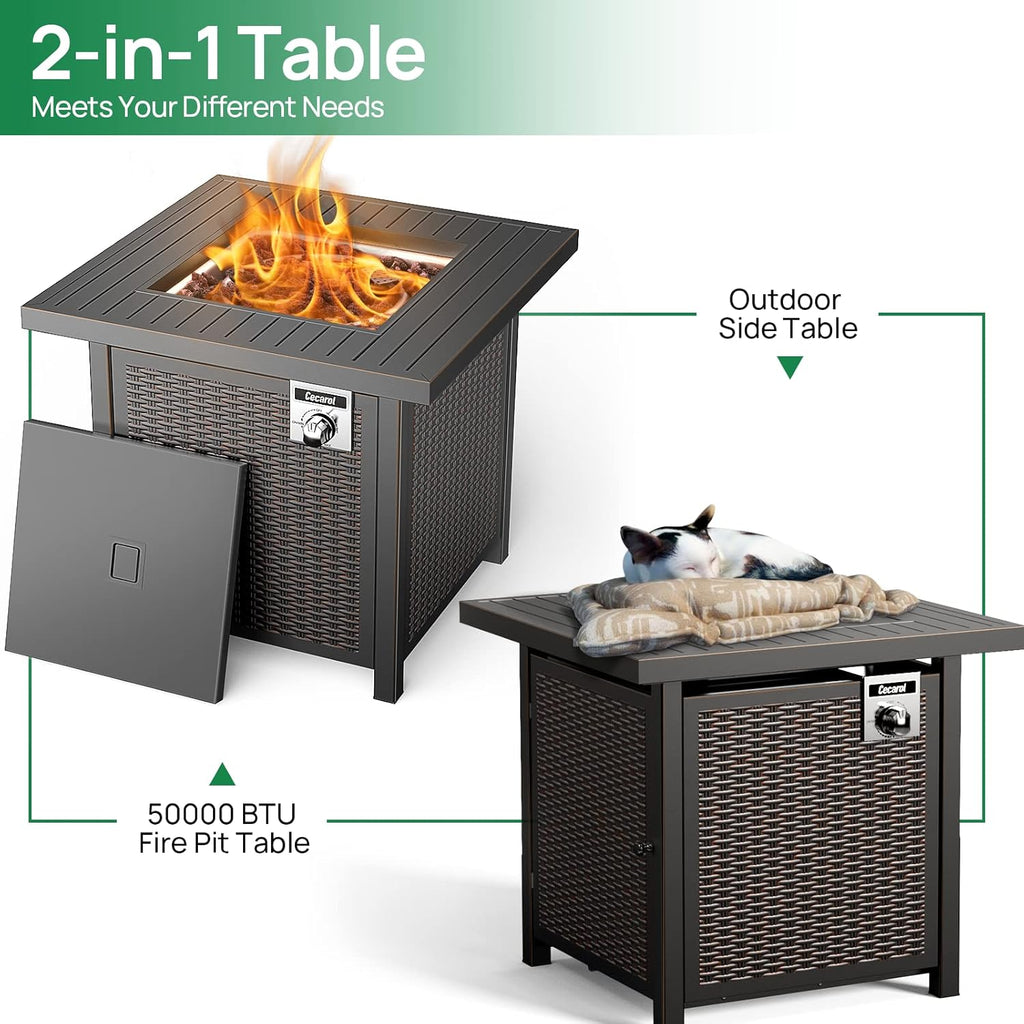 Propane Fire Pit Table with Lid 28 Auto-Ignition 50000 BTU W171066