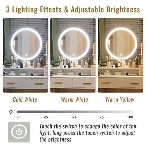 Vanity Mirror with Lights and Table Set S89369