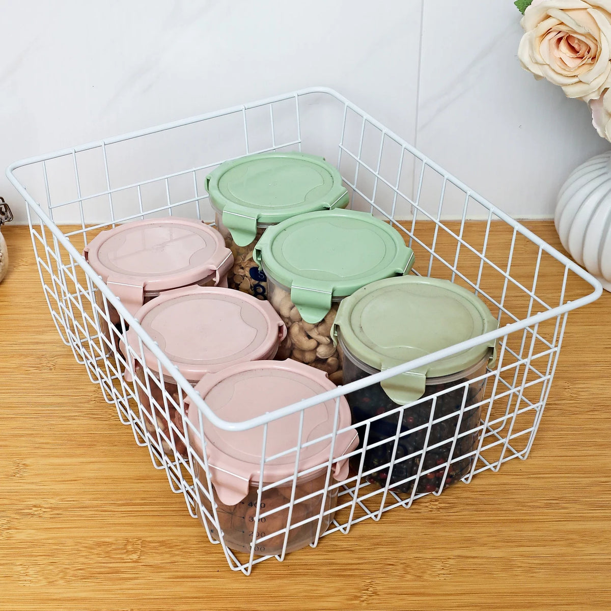 White Wire Storage Bins Set of 4 S893
