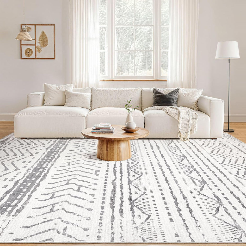 Grey 9x12 Machine Washable Area Rug C662774