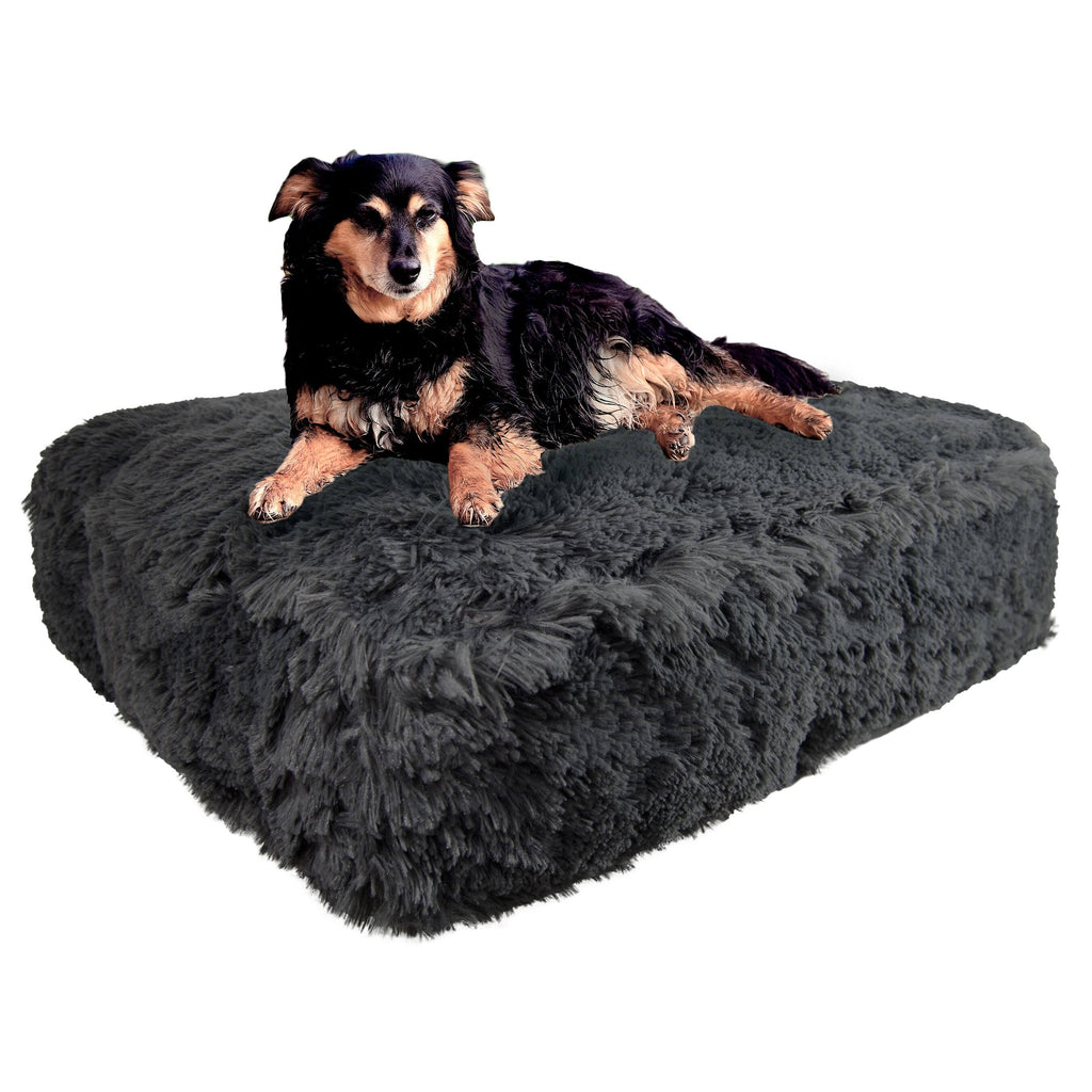 Large 46 inch x 35 inch Grey Faux Fur Pet Bed G34640