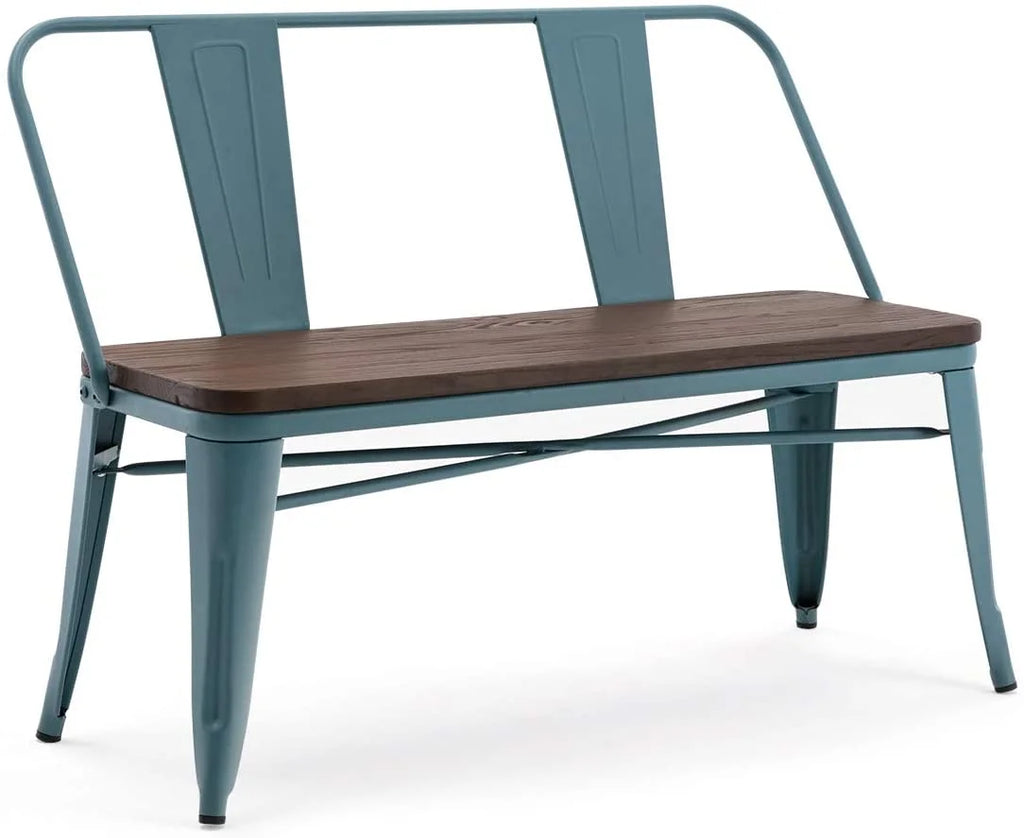 Metal Bench with Wood Seat F4968