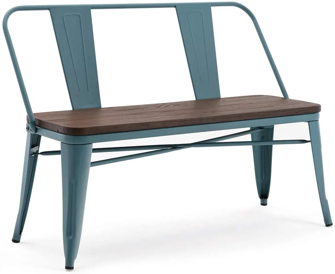 Metal Bench with Wood Seat F4968