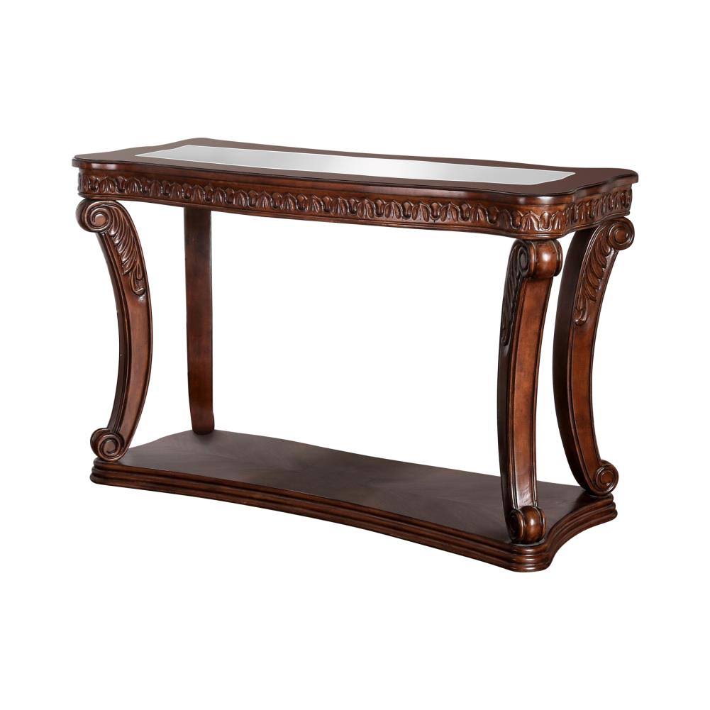 Dark Oak Wood Open Shelf Sofa Table I659