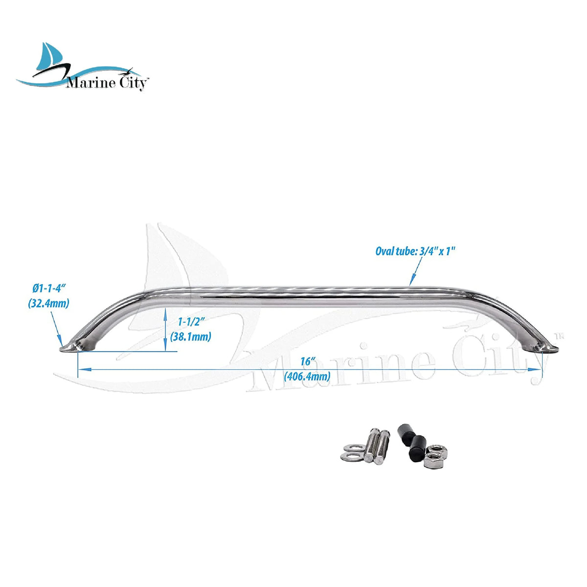 18 Inches 304 Stainless-Steel Handrail Grab Rail Handle with Double End Studs U92419