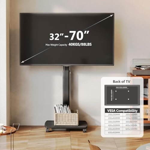 Rolling TV Stand for 32 to 65 Inch TVs with Swivel Mount V69098
