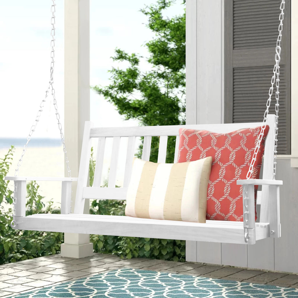 Wooden Porch Swing 4ft with Chains 2-person Swing Bench R643