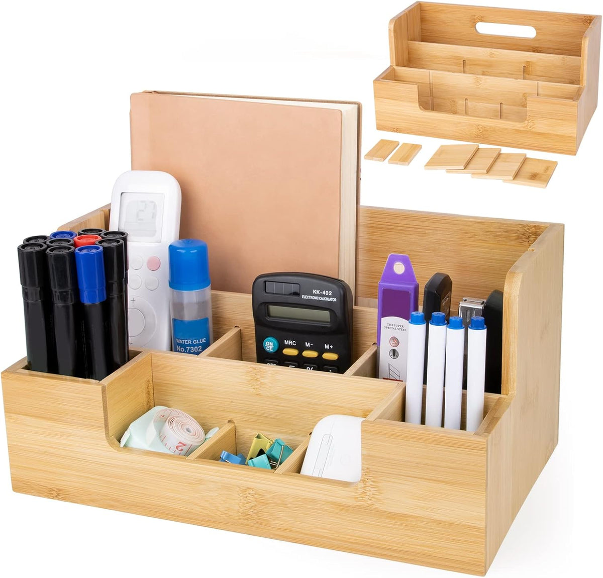 Bamboo Desk Organizer Set with 9 Dividers B109