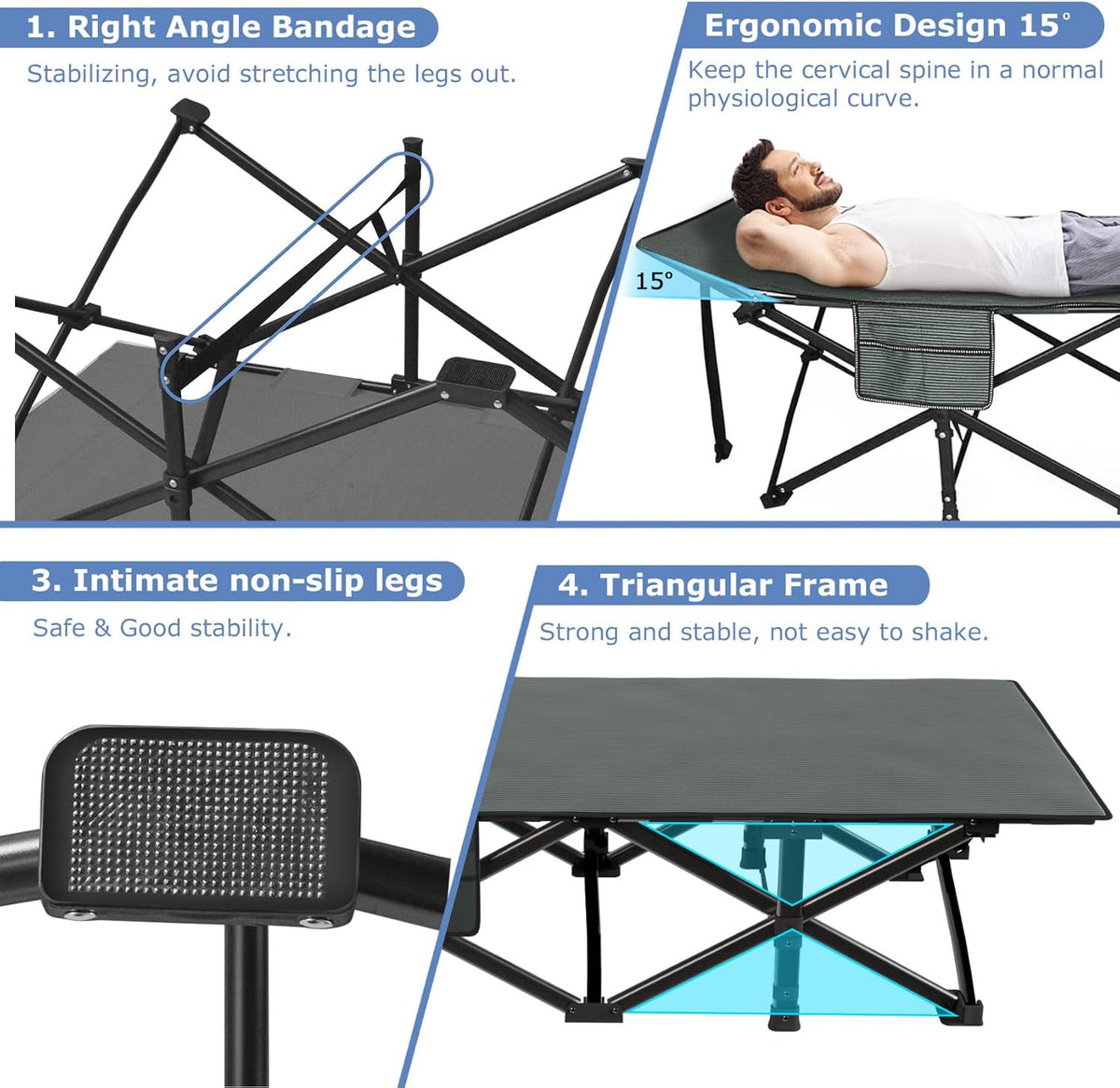 Camping Cot with Thick Mattress Heavy Duty 500LBS 1200D Double Layer Oxford K209044
