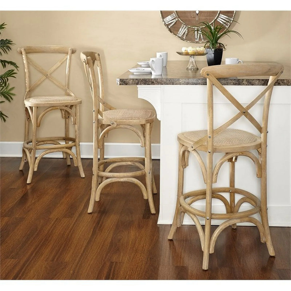 24" Gray Wash Wood Counter Stool X83362