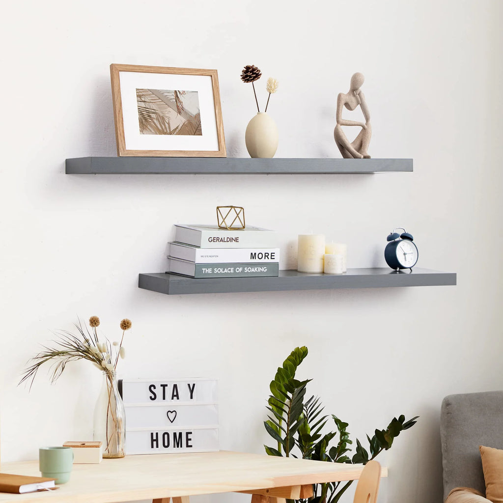 36 Inch Solid Wood Wall Shelves Set of 2 D7178