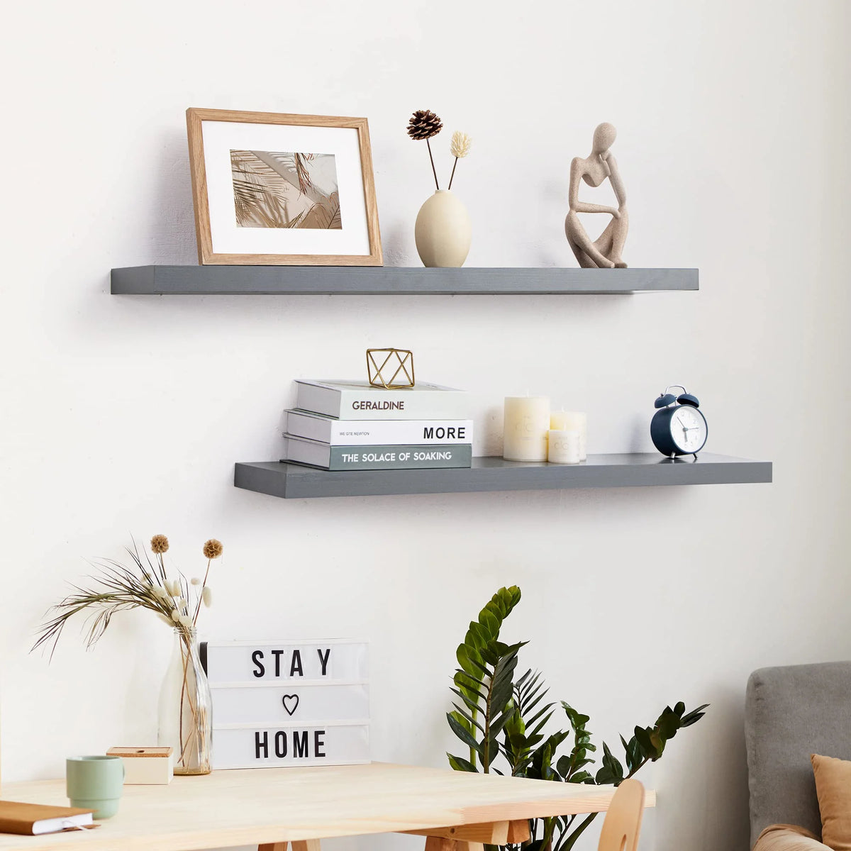 36 Inch Solid Wood Wall Shelves Set of 2 D7178