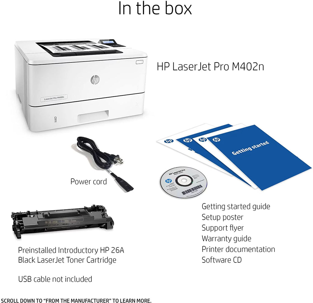 LaserJet Pro M402n Laser Printer with Built-in Ethernet A62576
