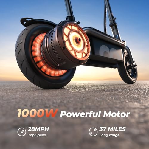 Electric Scooter with Seat, 37 Miles Long Range, 28 MPH Top Speed, 14" Pneumatic Tire A588