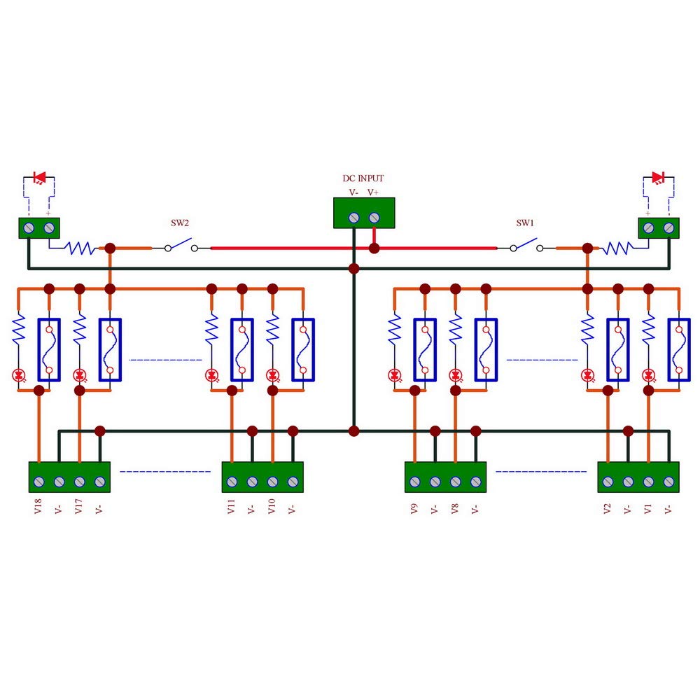 18 Channels 12V/24V 20A Power Distribution Fuse Module, Pack of 2 C4368