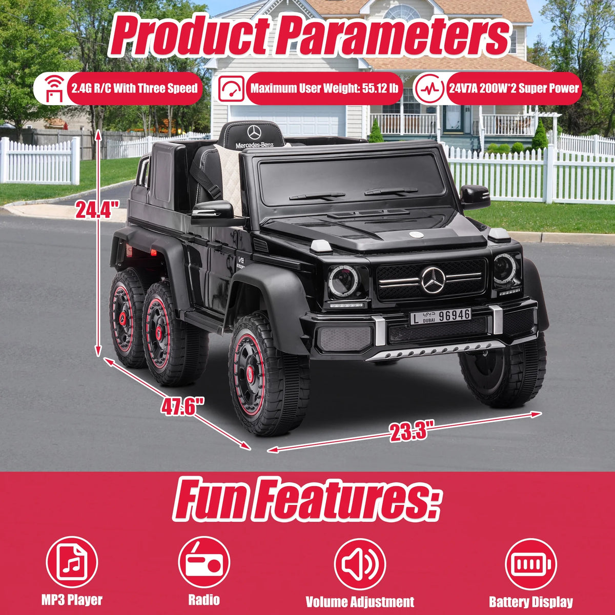 Black 24V Ride On Car with Remote Control X706048