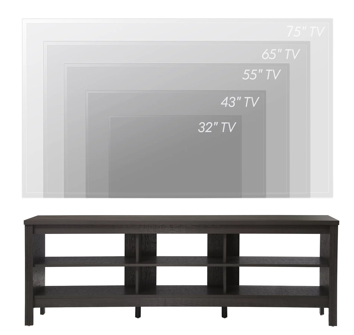 Black TV Stand with 6 Storage B610