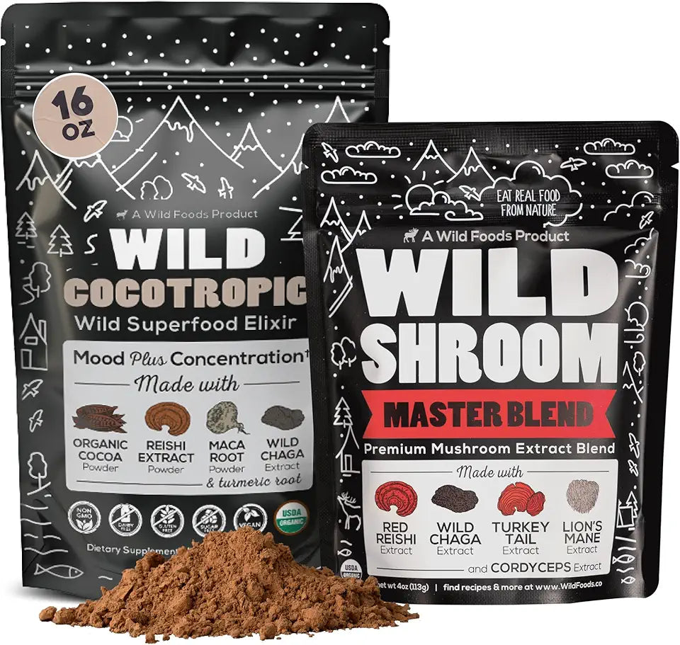 Organic Mushroom Cacao Mix 16oz & Mushroom Blend 4oz G105