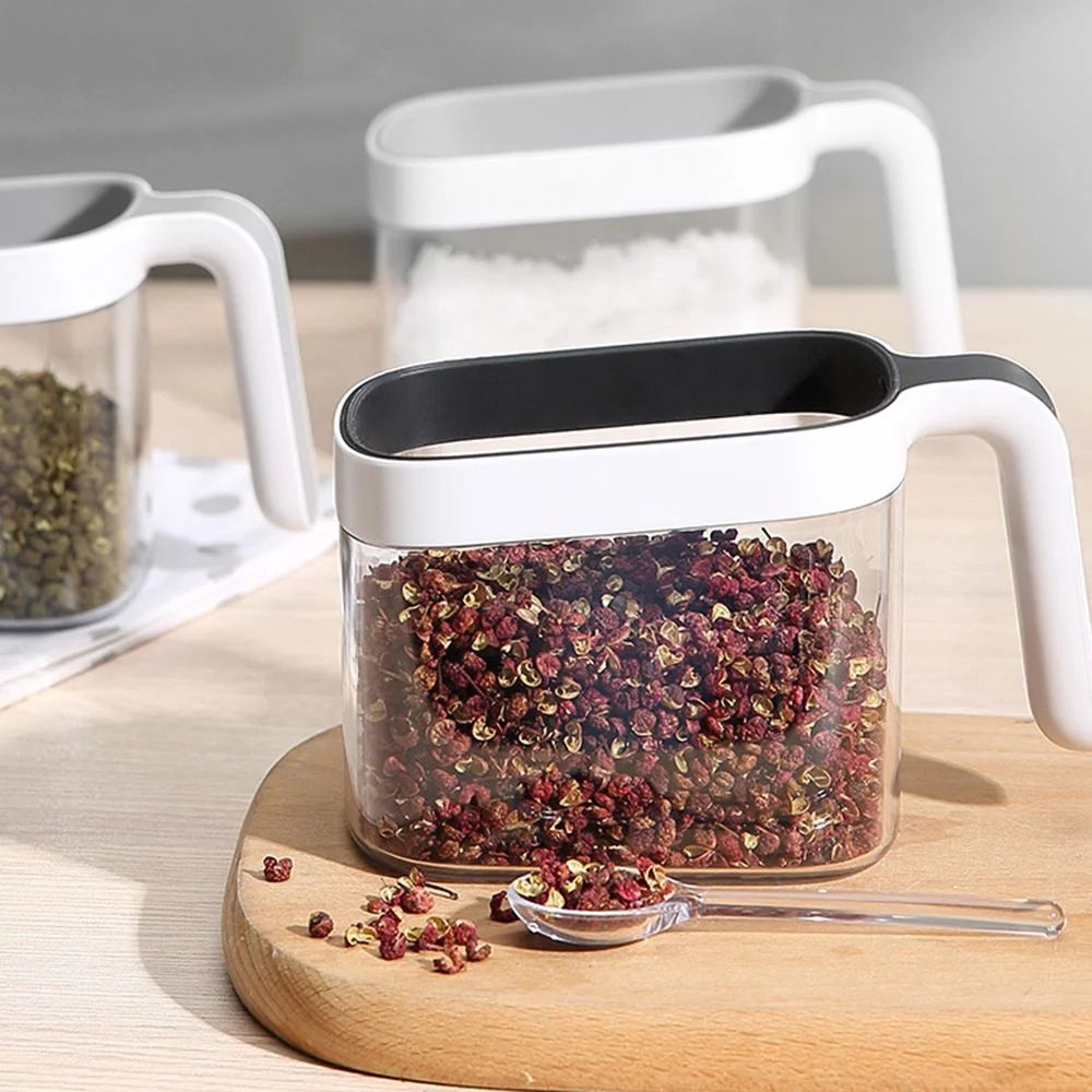 Black Two Cups Wall Mount Spice Container Storage Box W6366
