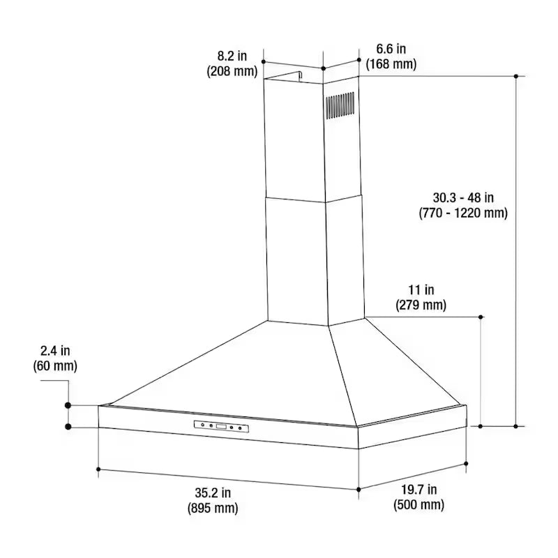 36 in. Convertible Wall Mount Range Hood with 2 Charcoal Filters in Stainless Steel P702695