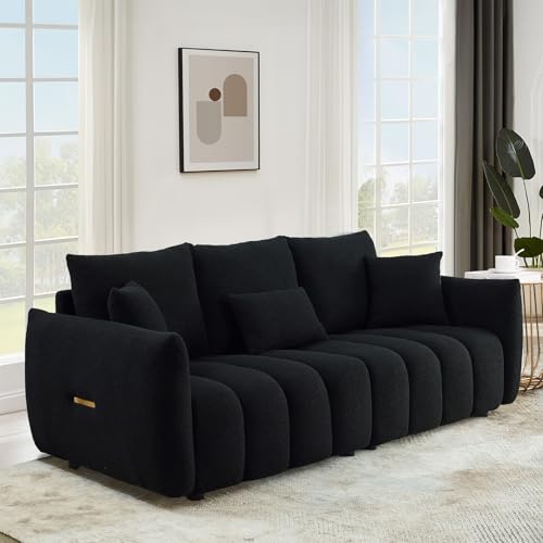 81" Beige Teddy Boucle 3-Seater Sofa W86329