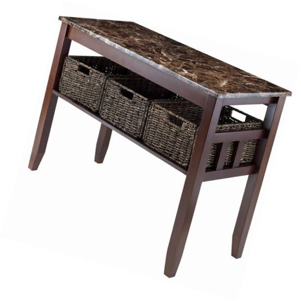 Faux Marble Console Table with 3 Baskets H316599