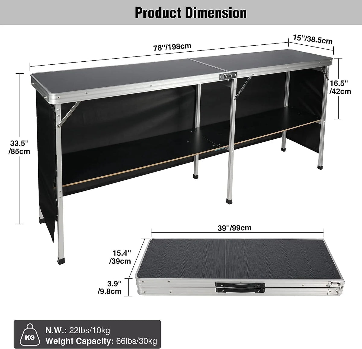 Portable Bar Table with Storage Shelf F341