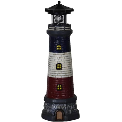 15" Tall Waterproof Resin Lighthouse Lamp with 360° Rotating LED W94835