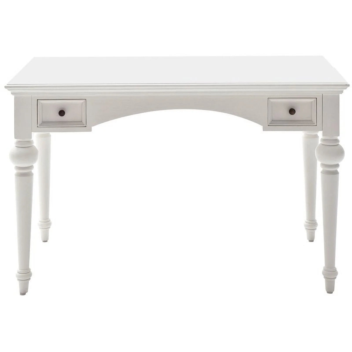 Modern Solid Wood Writing Desk with Drawers in Pure White M333888