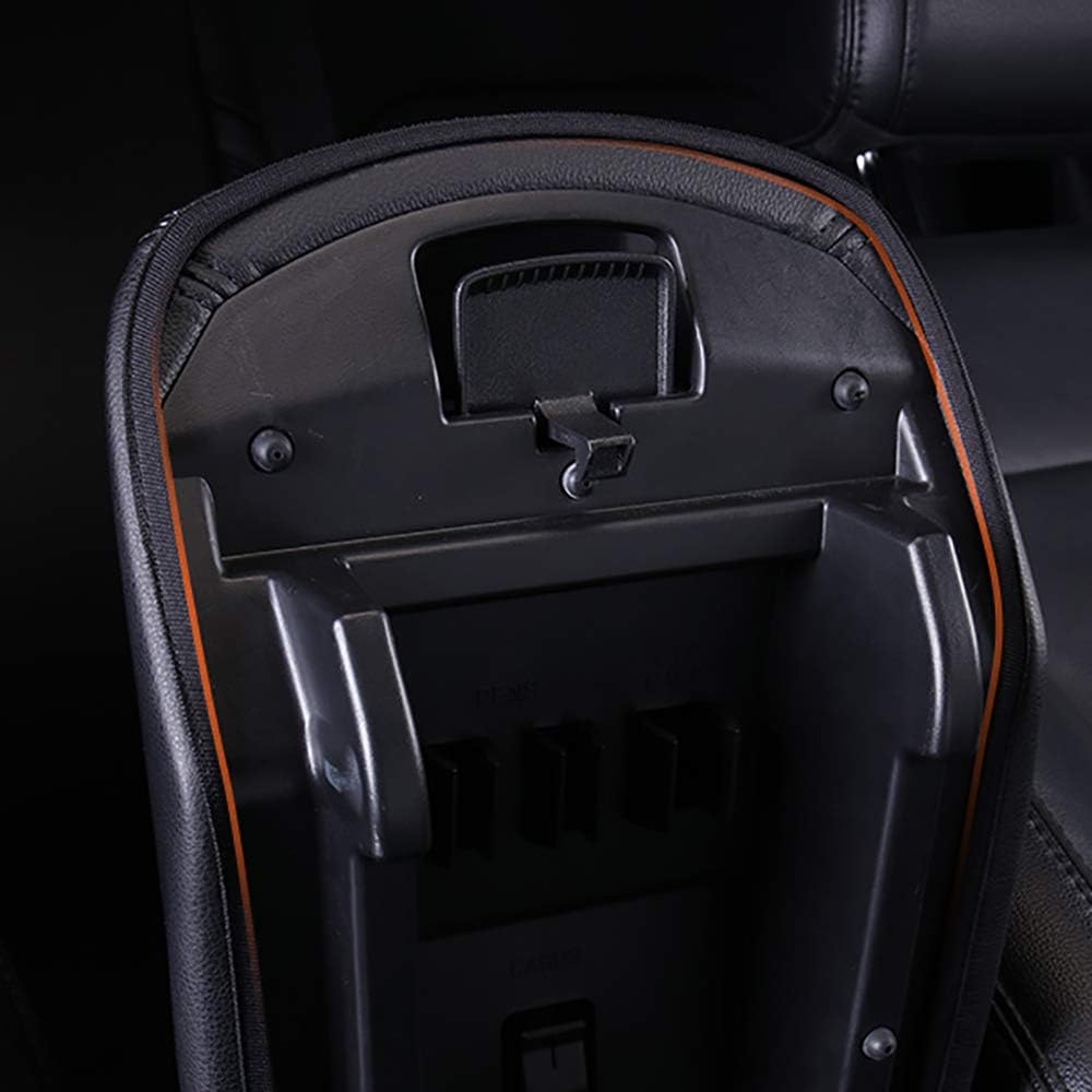 Black Leather Center Console Armrest Cover Q8542