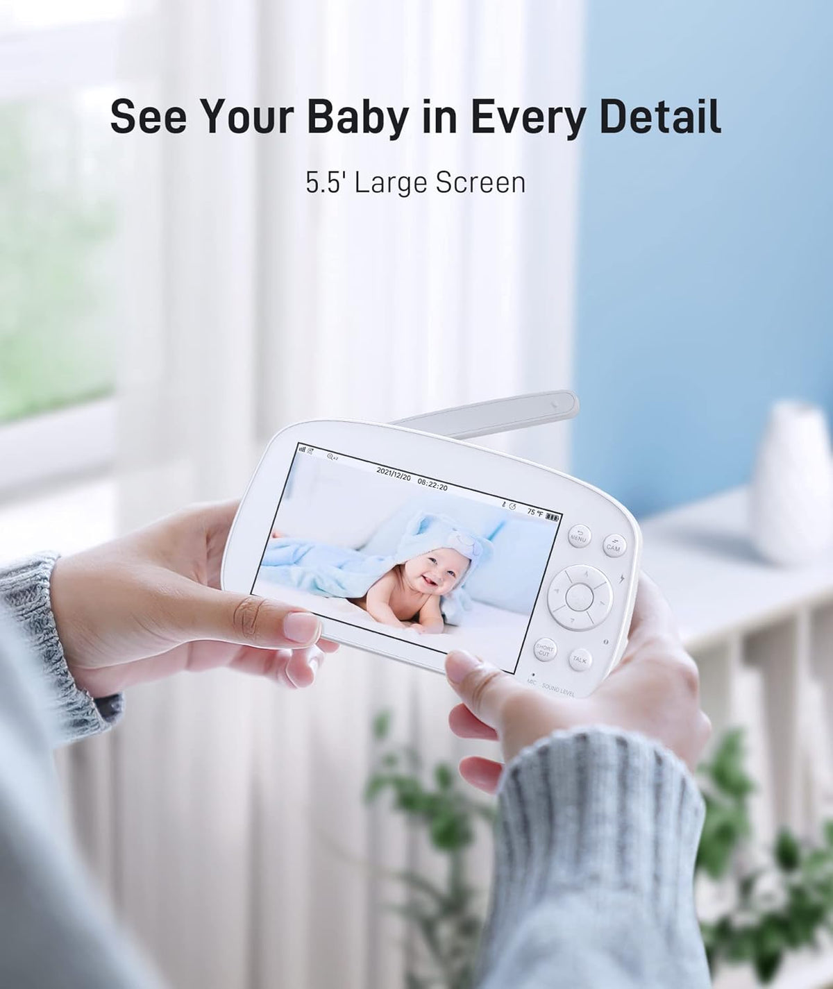 Baby Video Monitor with Camera and Audio, 720P HD Resolution, 5.5 Display, Night Vision M401296