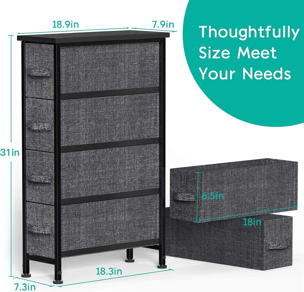Narrow Vertical 4 Fabric Drawer Dresser Y34562