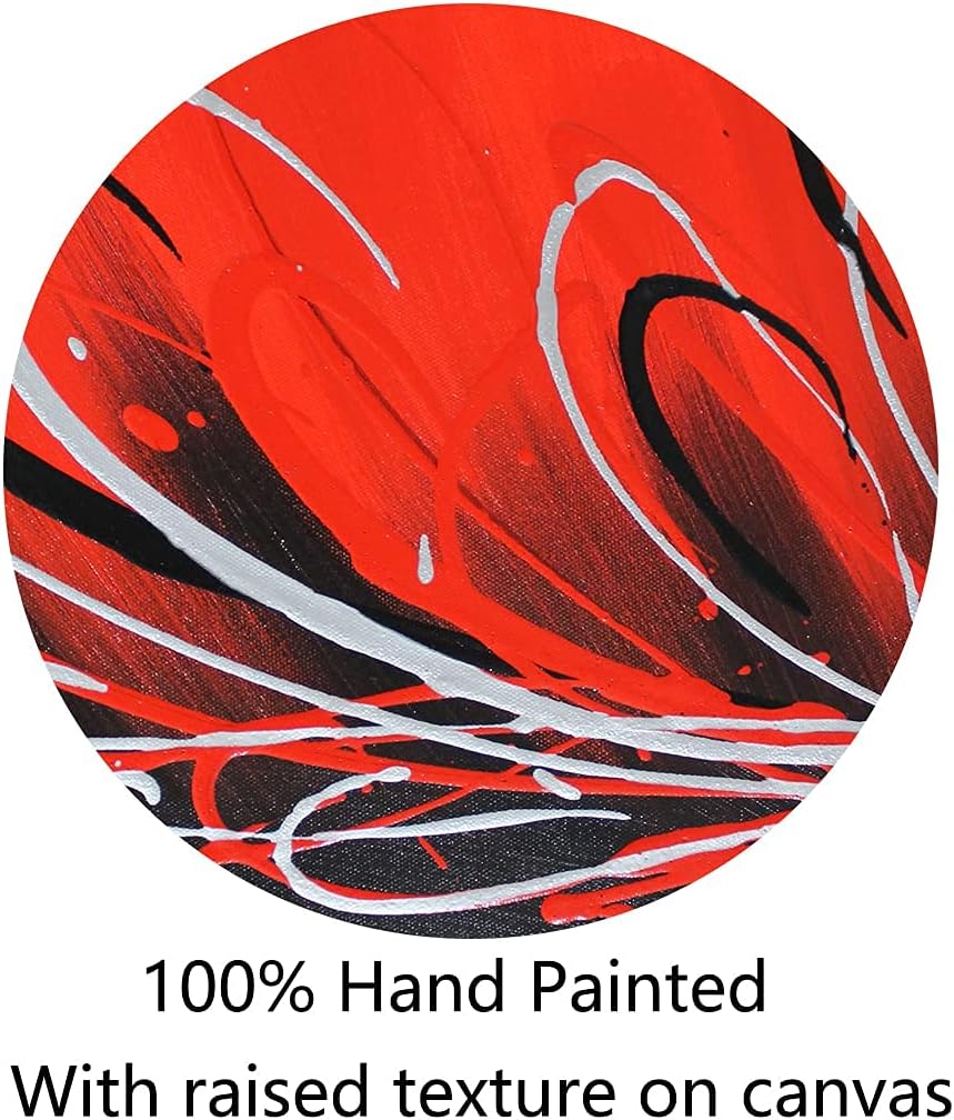 Black and Red Abstract Oil Painting on Canvas, Pack of 2 Y7797