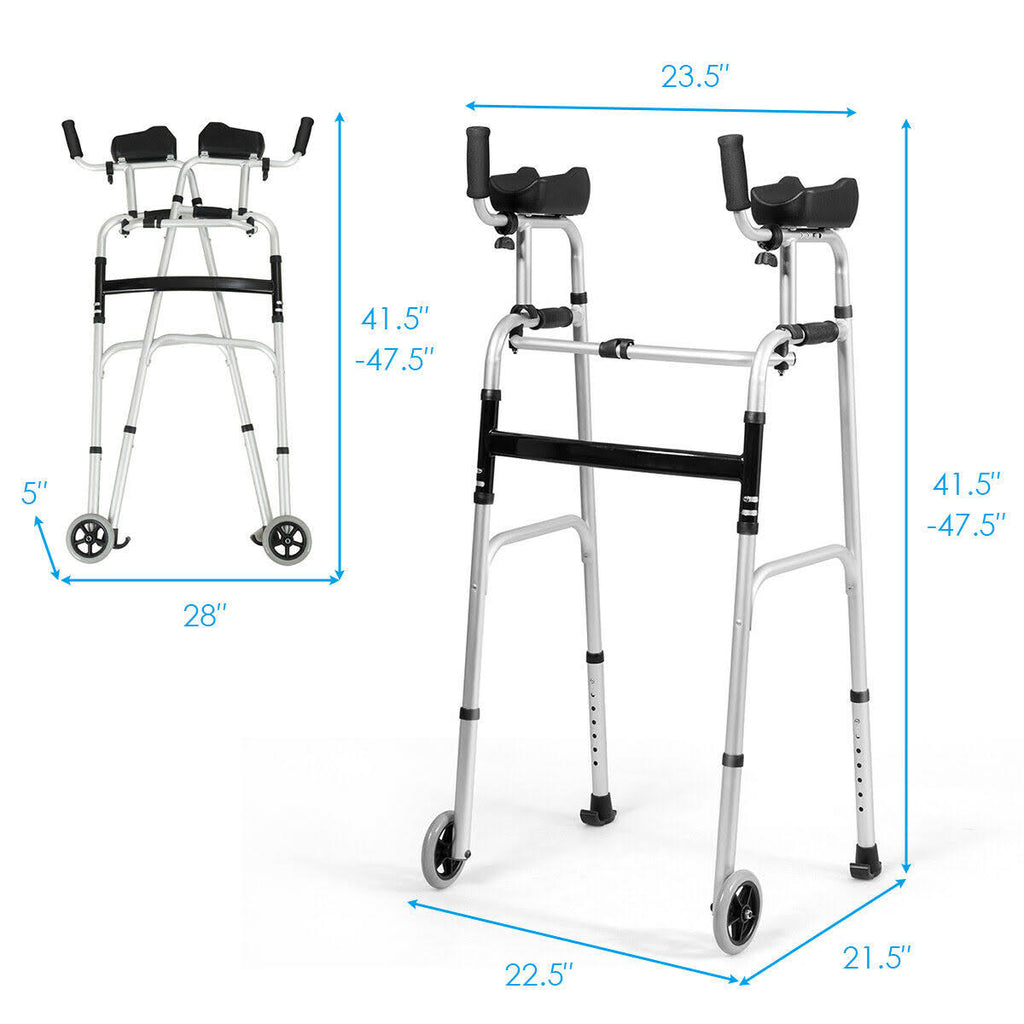 Folding Height Adjustable Walking Frame with Armrest Y711